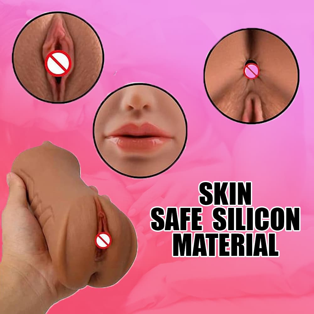 KAMVASANA Male Masturbator Realistic Vagina and Mouth with Teeth and Tongue Nose Pocket Pussy Sucking Masturbator Cup Sex Toys